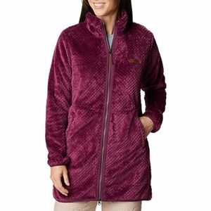 Columbia Women's Cozy maroon Plum Teddy long  Jacket